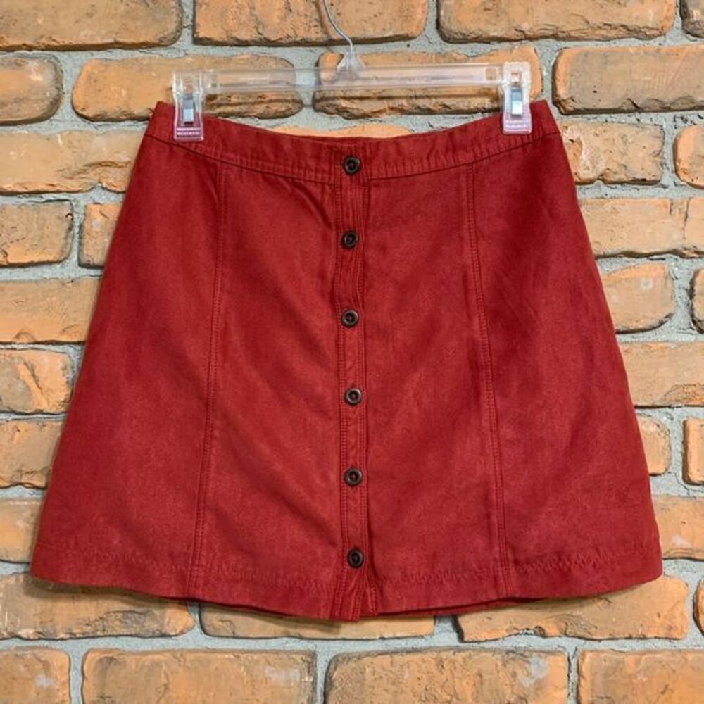 Hollister Skirt Women's Size 1 Red Button Front A-Line Mini Skirt‎ Microsuede